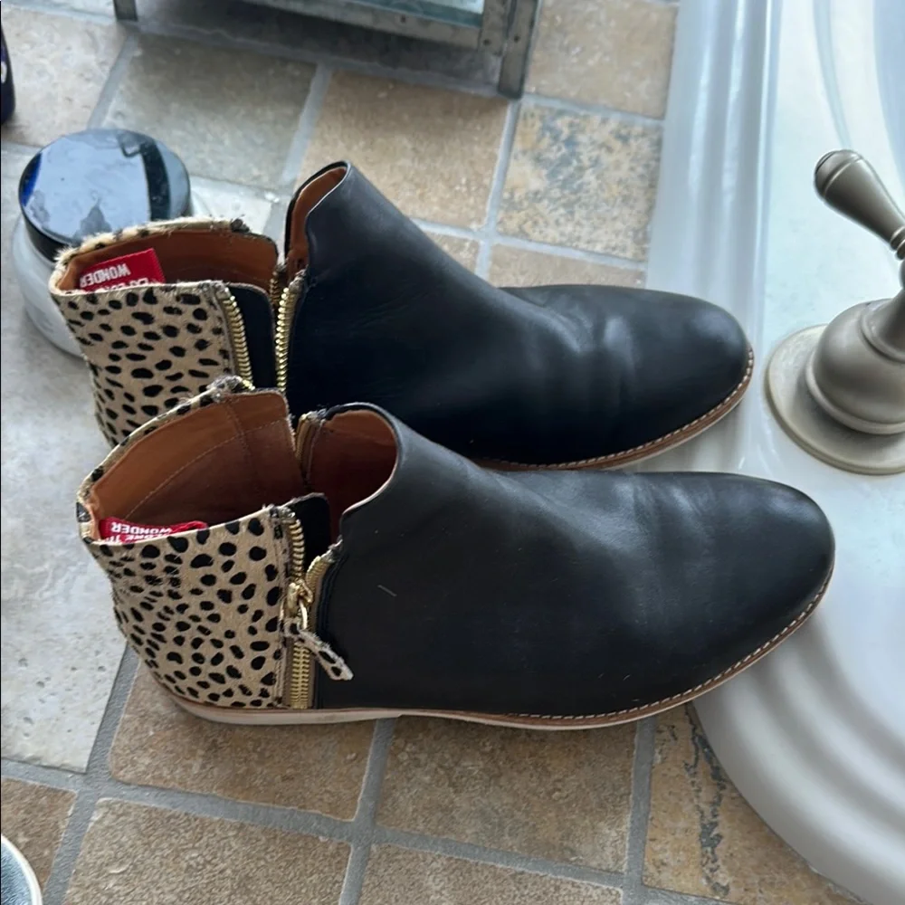 Rollie Black and Animal Print Ankle Boots - Picture 7 of 9